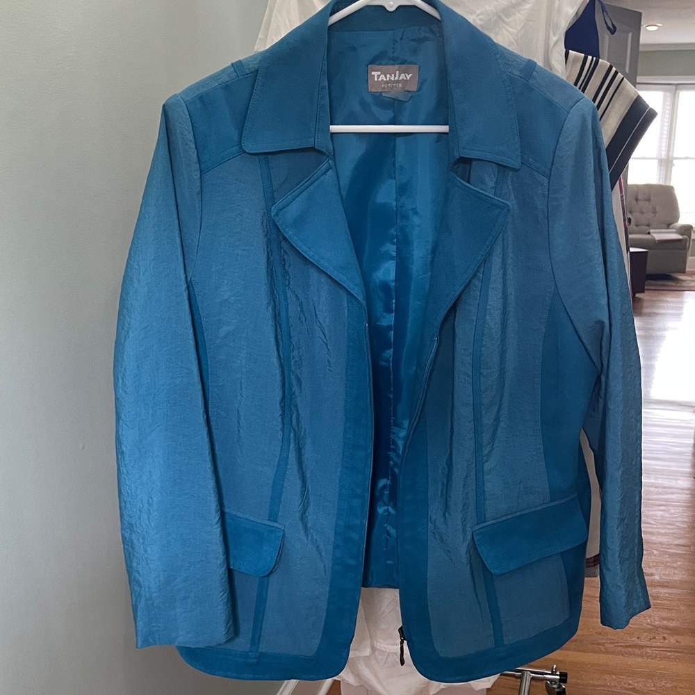 TanJay Teal Open-Front Blazer Jacket